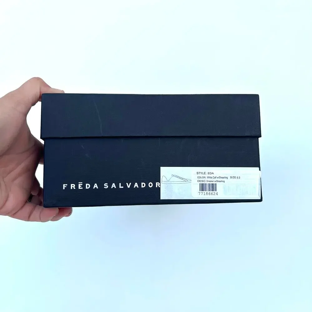 Freda Salvador Eda White Calfskin Leather D’Orsay Sneakers Shoes Shearling 6.5